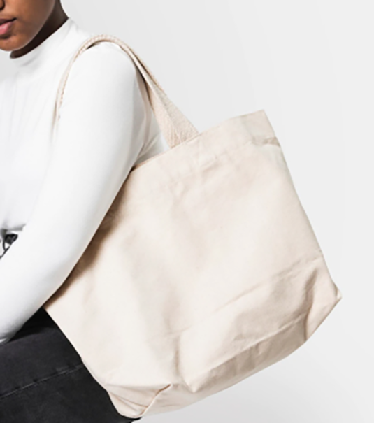 Woman white tote bag